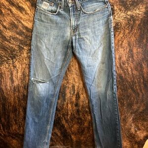 Cinch Blue Straight Jeans with Distressed Details